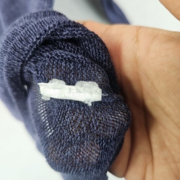 Uniq Top Womens M Blue Sheer Knit Strappy Back Bohemian Chic Long Sleeve Sexy - Picture 6 of 8